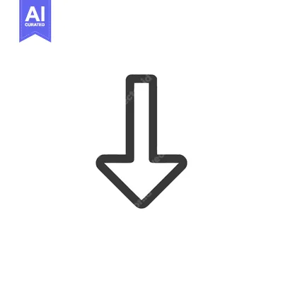 Aset premium populer: Bold Downward Arrow Icon: Simple, Clean Design on White Background
