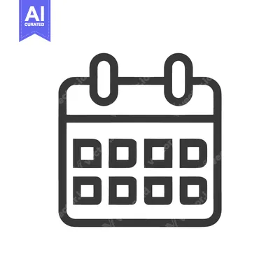 Aset desain premium: Minimalist Calendar Icon: Simple Black Outline on White Background for