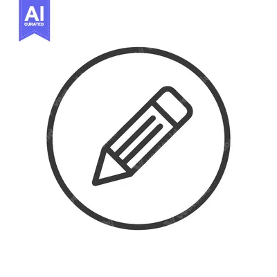 Aset premium populer: Pencil Icon in Circle, Minimalist Design, Black Outline on White Backg