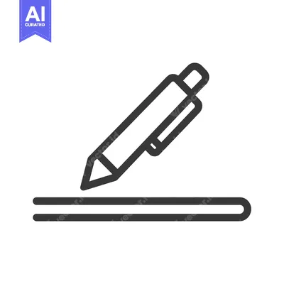 Premium design asset: A simple line drawing depicting a pen and a written line