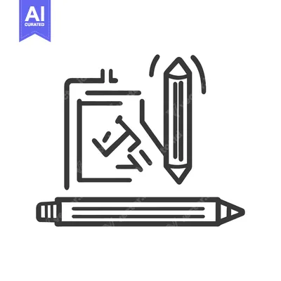 Aset desain premium: A line drawing depicting writing with a pencil and paper