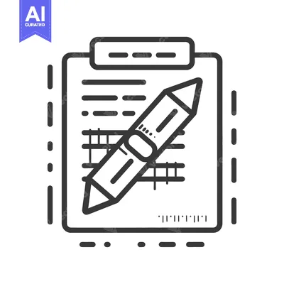 Aset desain premium: An illustration depicting a pencil placed upon a clipboard document