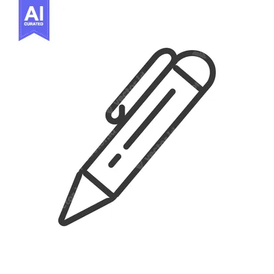 Aset desain premium: A single line drawing illustration of a simple writing pen