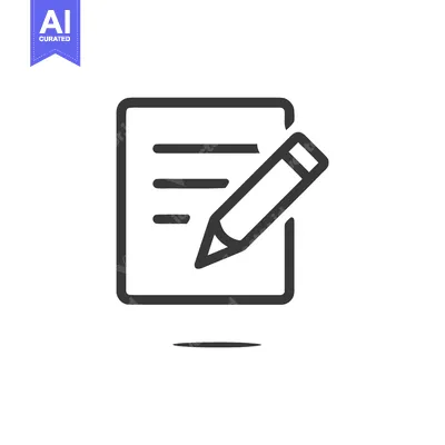 Aset desain premium: Minimalist Icon: Document with Pencil, Writing, Editing, and Shadow