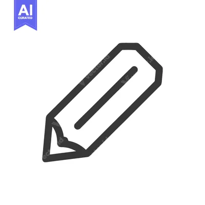 Aset desain premium: Minimalist Pencil Icon: Bold Outline on White Background, Design Eleme