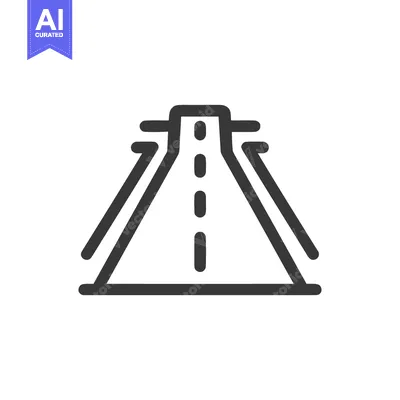 Aset premium populer: Minimalist Road Icon: Perspective View with Dashed Center Line and Gui