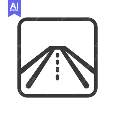 Aset desain premium: Minimalist Road Icon: Perspective View of Highway in Rounded Square Fr