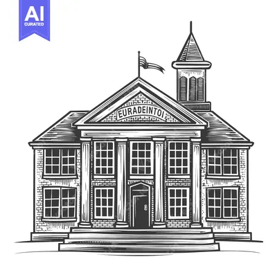 Aset premium populer: Classic Brick Building Architectural Drawing Illustration
