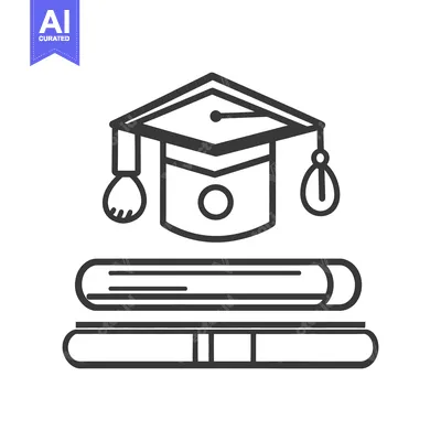 Aset desain premium: Graduation cap over books symbolizing education and academic achieveme