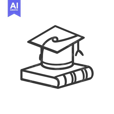 Premium design asset: A simple illustration depicting a graduation cap on top of a book