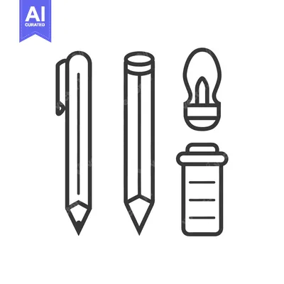 Popular premium asset: Graphic illustration of a pen pencil lightbulb and battery