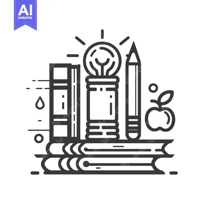Popular premium asset: An illustrative image of books a pencil and a lightbulb