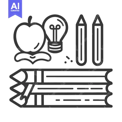 Premium design asset: An illustration of education materials including an apple and books