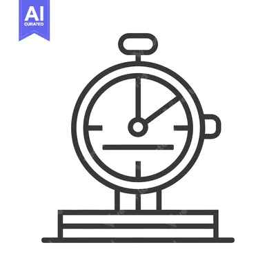 Aset premium populer: A simple black line drawing of a mechanical stopwatch