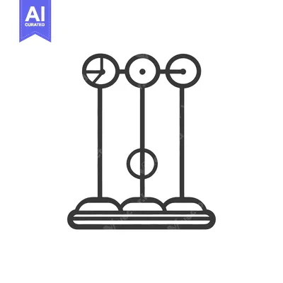 Aset premium populer: A schematic drawing displays three abstract vertical balancing symbols