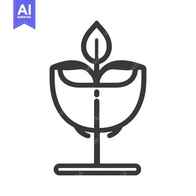 Aset desain premium: A stylized illustration of a plant growing inside a cup