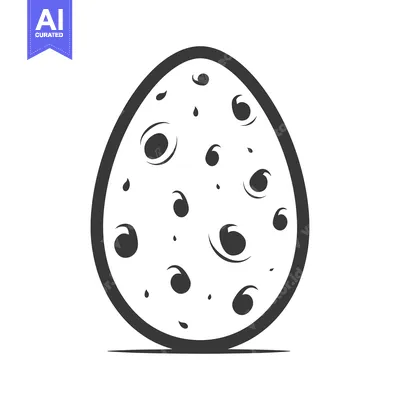 Aset desain premium: An illustrated outline image of a spotted oval shape egg