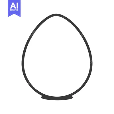 Aset premium populer: A simple dark outline drawing of a white egg shape