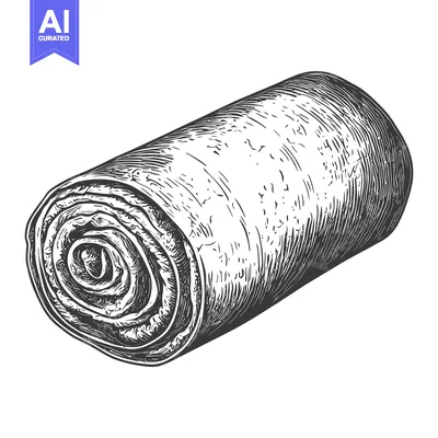 Aset premium populer: Rolled crepe illustration showing layered pastry
