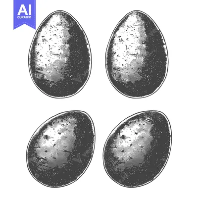 Aset premium populer: Four Detailed Engravings of Bird Eggs Displayed