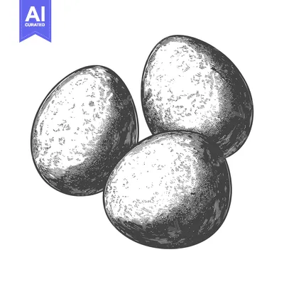 Aset desain premium: Three Eggs Illustrated In A Vintage Style