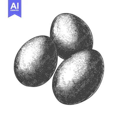 Aset premium populer: Three Eggs in a Vintage Woodcut Style Illustration