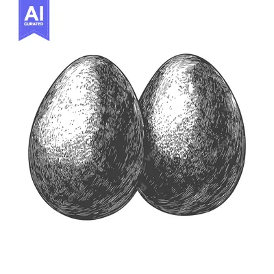 Premium design asset: Two Eggs Drawn In An Engraved Style