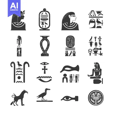 Aset premium populer: Egyptian Hieroglyphics and Symbolic Figures