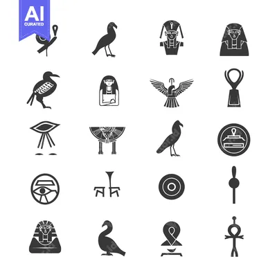 Aset premium populer: Egyptian Mythology Symbols and Glyphs in Silhouette