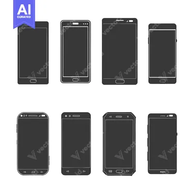 Popular premium asset: Eight Black and White Smartphone Silhouettes in a Row