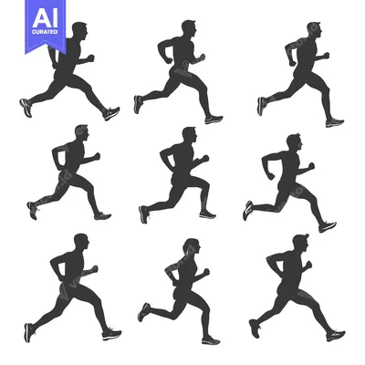 Popular premium asset: Eight Black Silhouettes of Runners in Motion