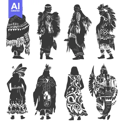 Popular premium asset: Eight Silhouettes of Indigenous People in Traditional Attire