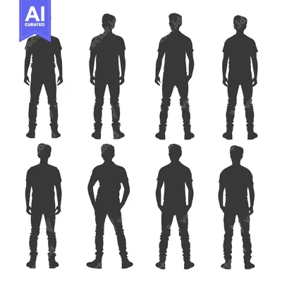 Premium design asset: Eight Silhouettes of Men in Casual Clothes