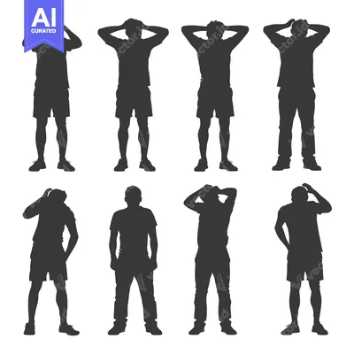Aset premium populer: Eight Silhouettes of Men in Casual Wear