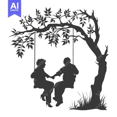 Aset premium populer: Elderly Couple Holding Hands on a Swing Under a Tree