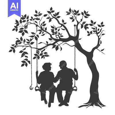 Aset premium populer: Elderly Couple on a Swing Hanging from a Tree