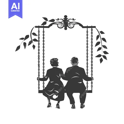 Popular premium asset: Elderly Couple Sitting on a Swing, Back View