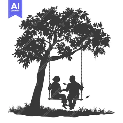 Popular premium asset: Elderly Couple Sitting on a Swing Under a Tree Silhouette