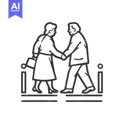 Aset desain premium: Elderly couple walking hand-in-hand with a purse