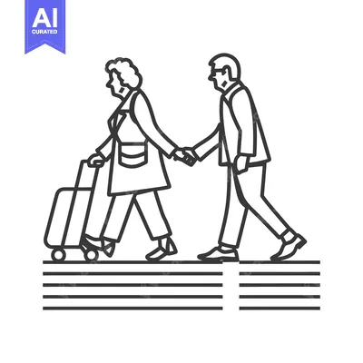 Aset desain premium: Elderly Couple Walking Together with Luggage