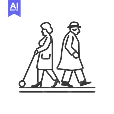 Popular premium asset: Elderly Couple Walking Together, Woman with Cane