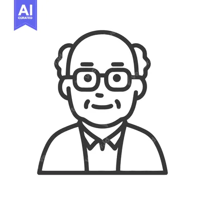 Aset premium populer: Minimalist Line Art Portrait of an Elderly Man with Glasses and Bowtie