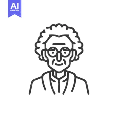 Popular premium asset: Minimalist Line Art: Elderly Woman with Glasses and Curly Hair