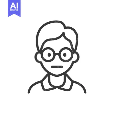 Premium design asset: A simple black and white outlined icon of a person