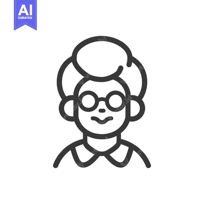 Aset premium populer: A simple outlined illustration of a woman wearing glasses