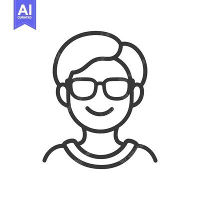 Aset premium populer: A smiling person wearing glasses illustrated in a simple style