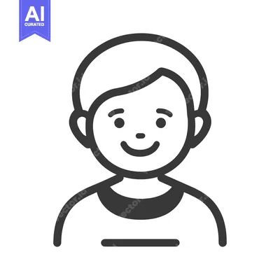 Simple cartoon illustration of a smiling person with dark hair