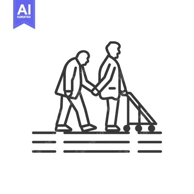 Aset premium populer: Elderly man being helped by another man with a walker