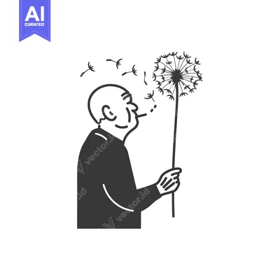 Popular premium asset: Elderly Man Blowing on a Dandelion With Seeds Flying Away