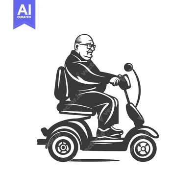 Aset desain premium: Elderly Man Driving a Mobility Scooter